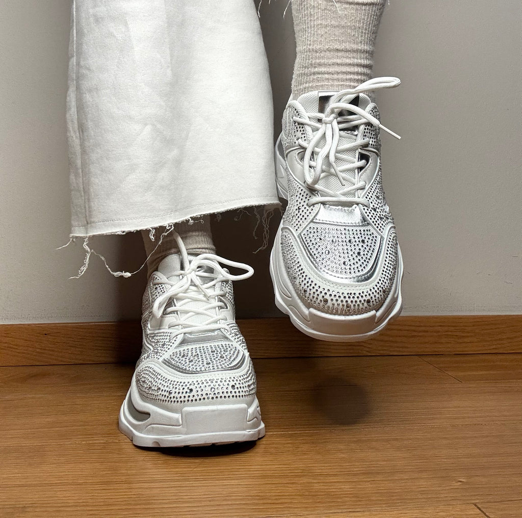 Sneakers con strass bianco Maison Macrì