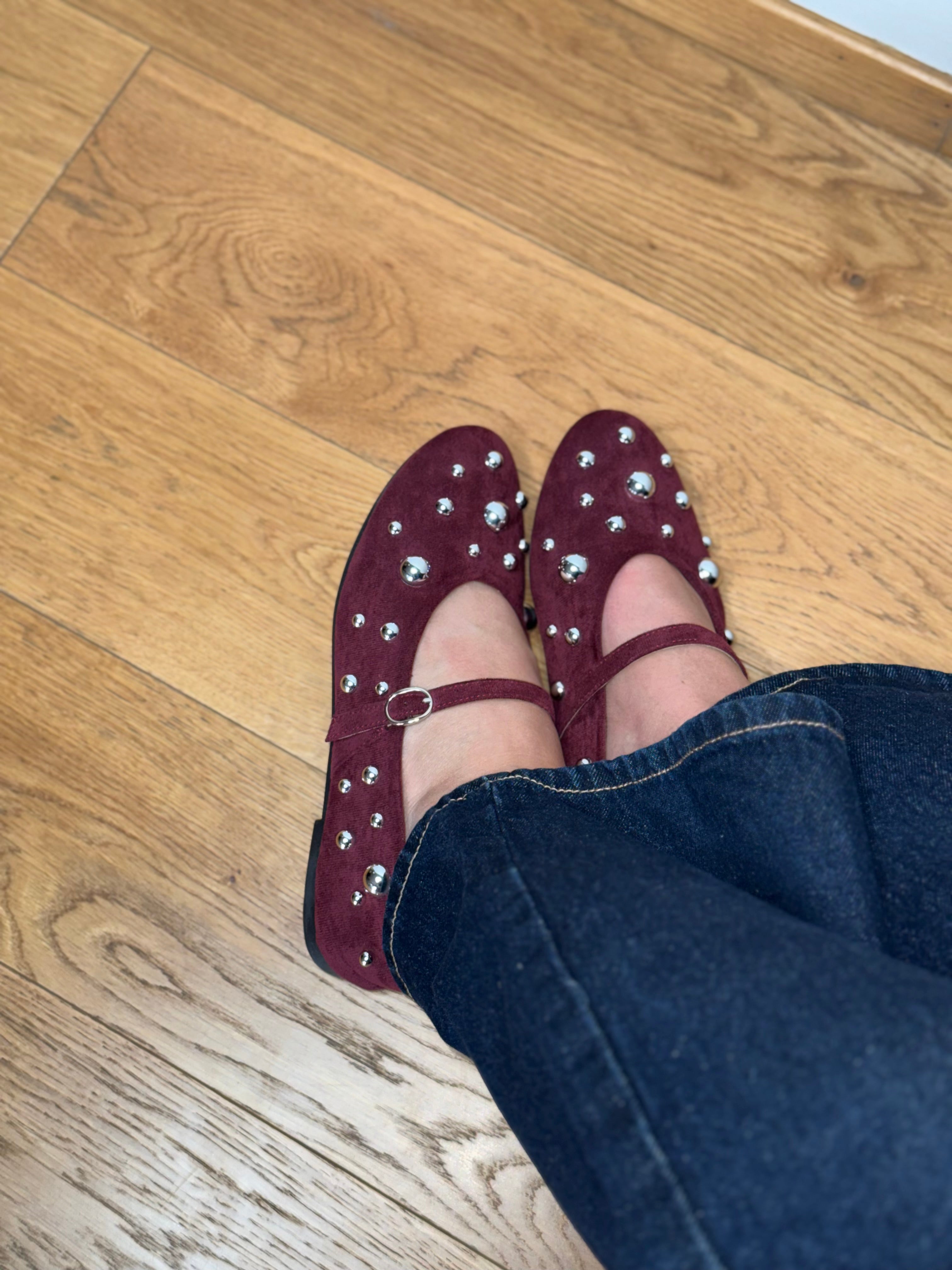Ballerine Bordeaux con borchie Maison Macrì