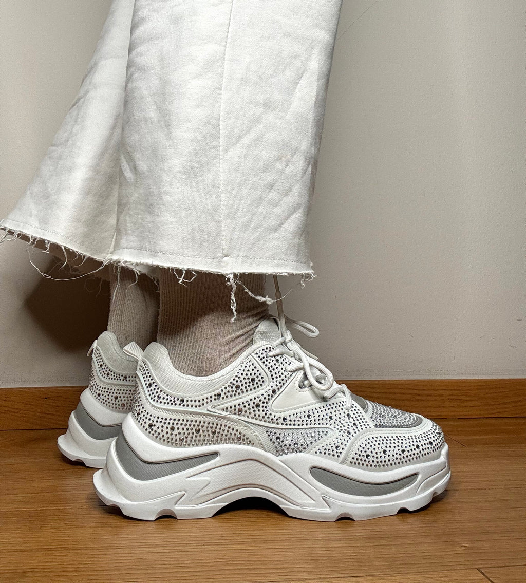 Sneakers con strass bianco Maison Macrì