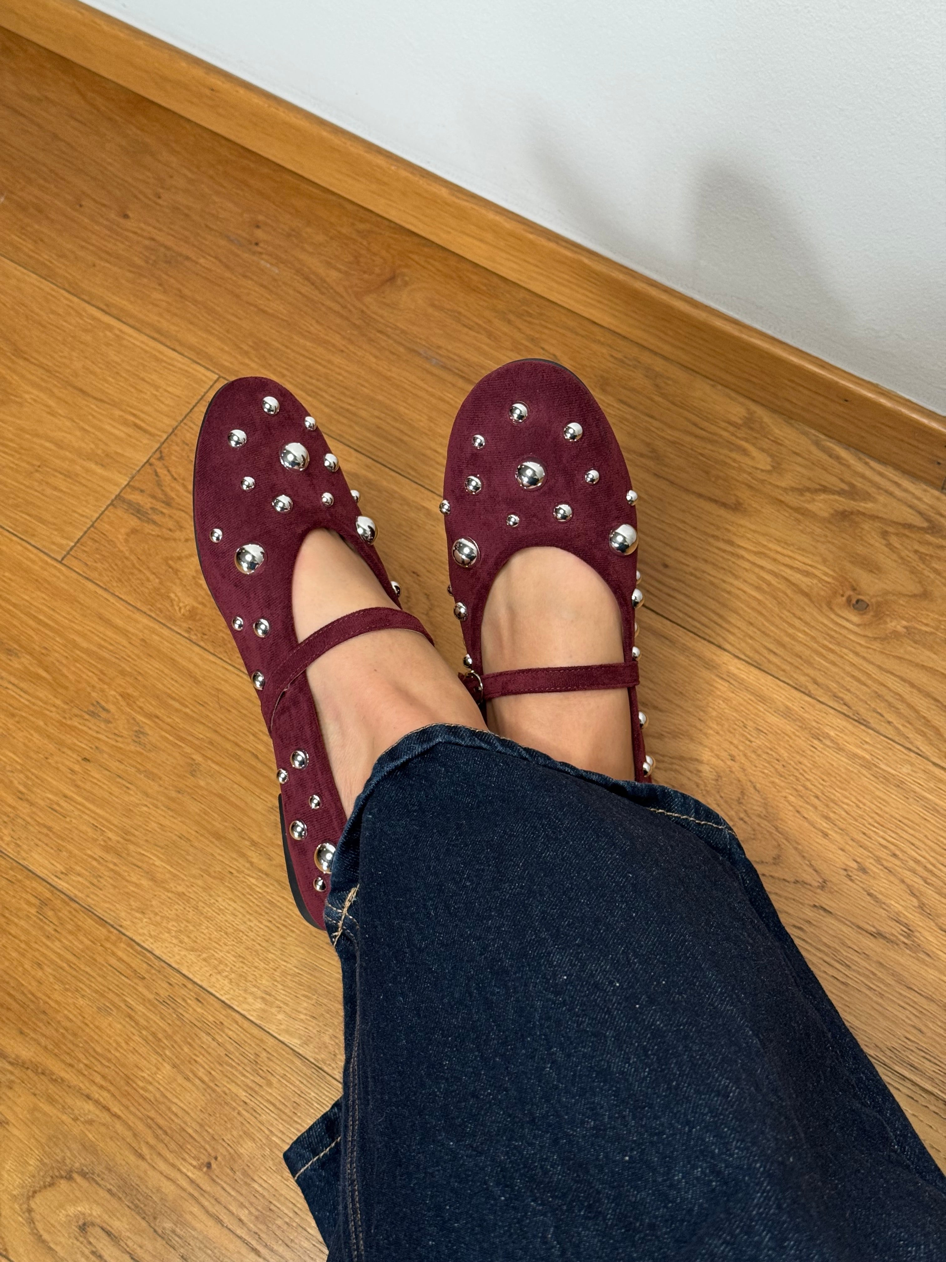 Ballerine Bordeaux con borchie Maison Macrì