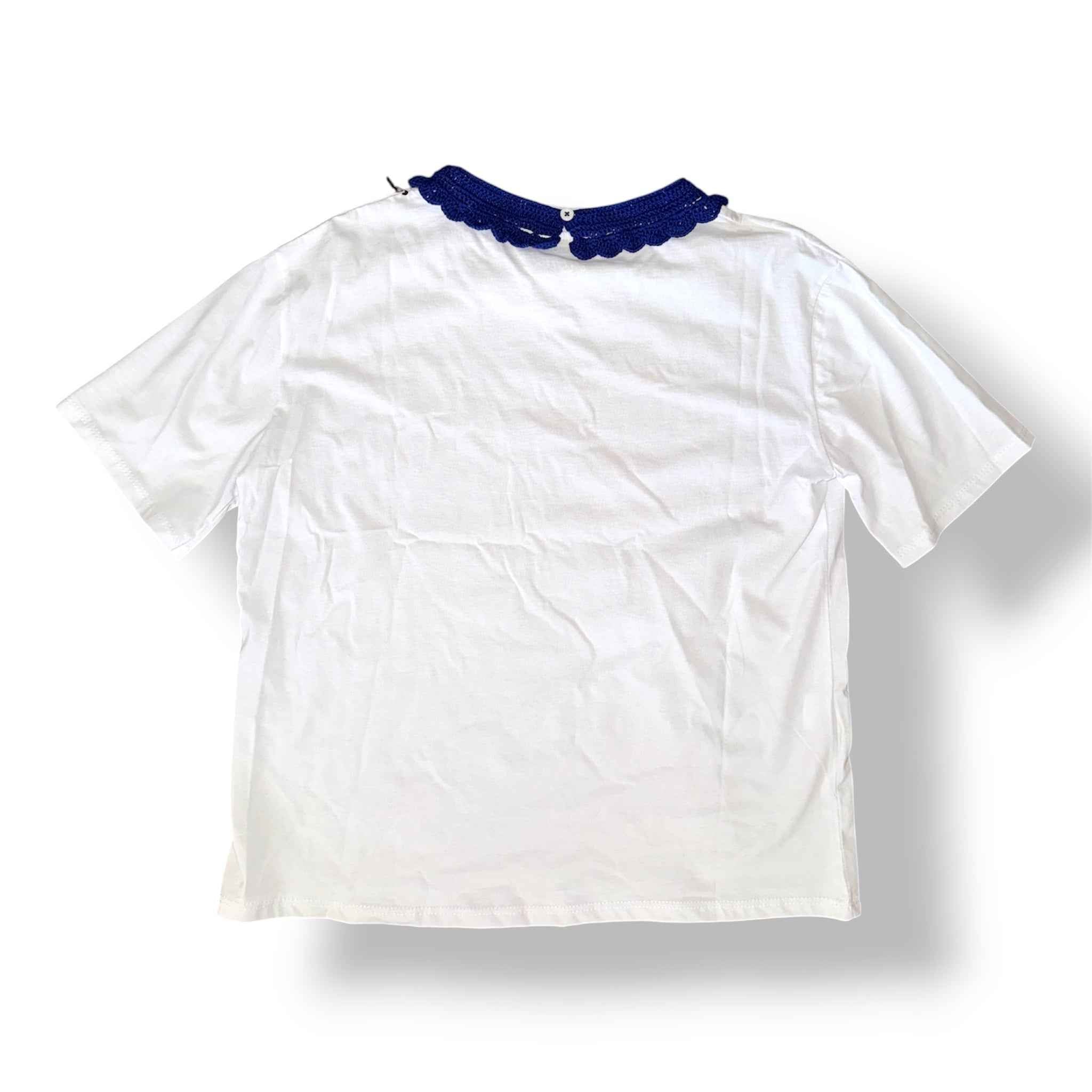 T-shirt Bianca Colletto Blu