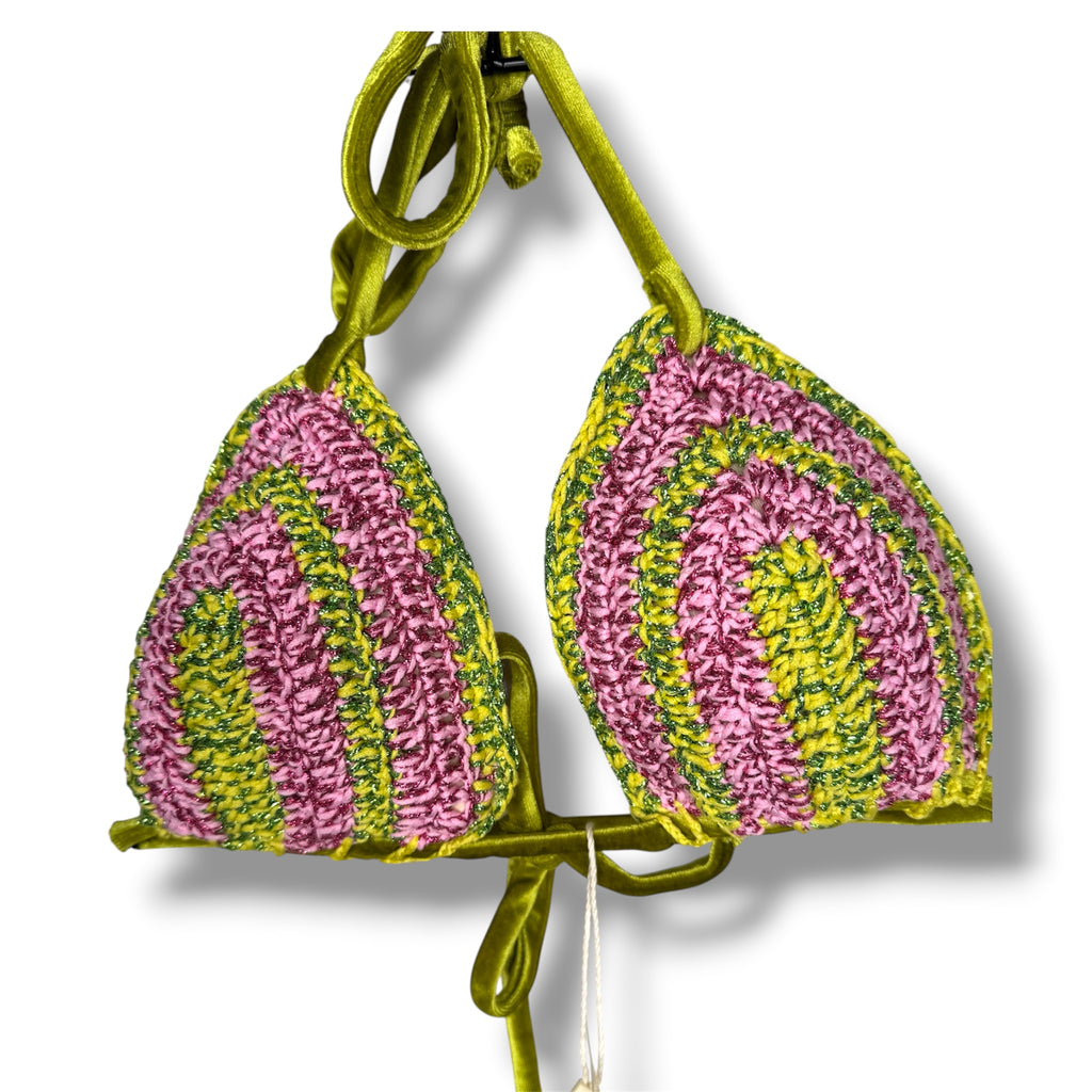 Bikini Velluto Verde Rosa