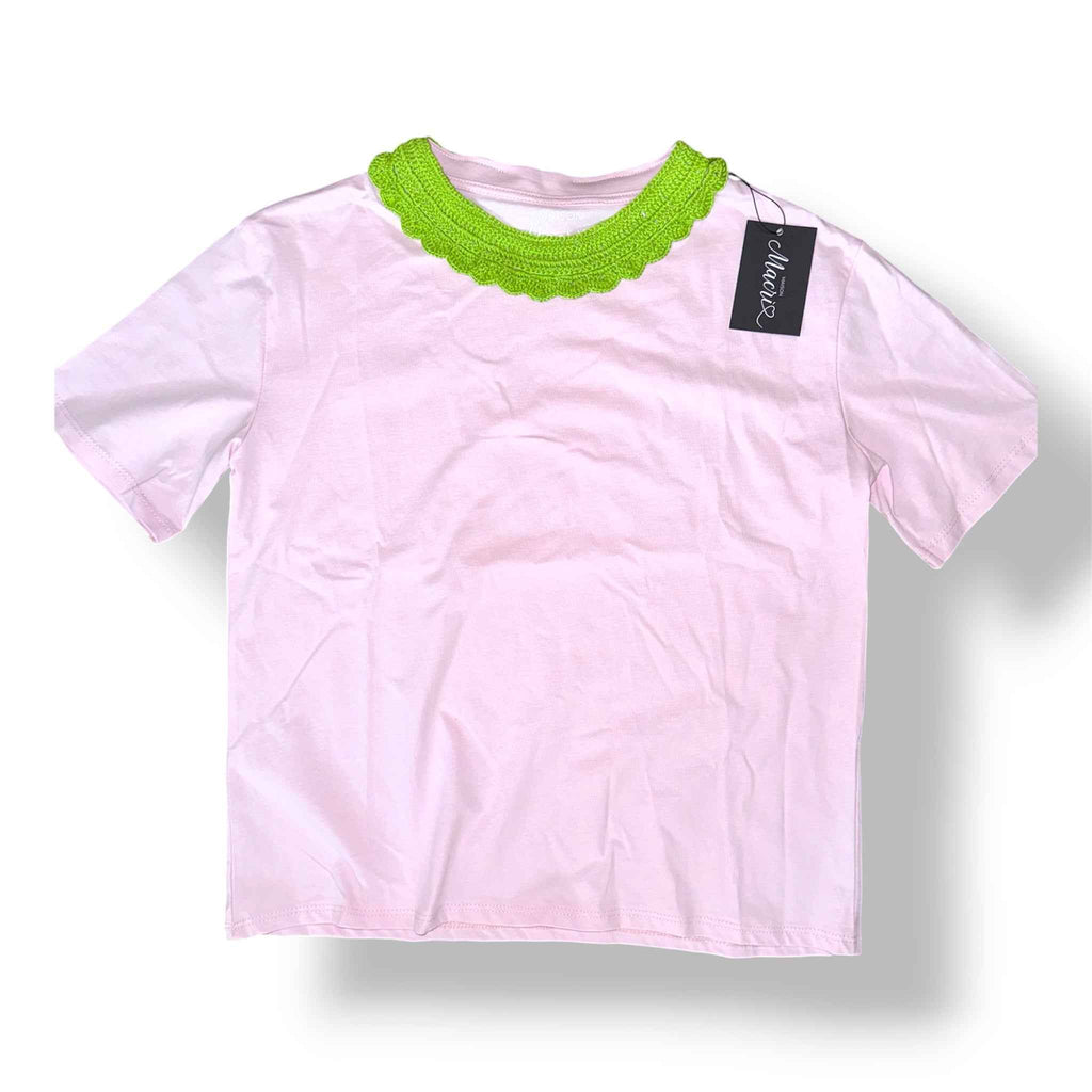 T-shirt Rosa Colletto Verde
