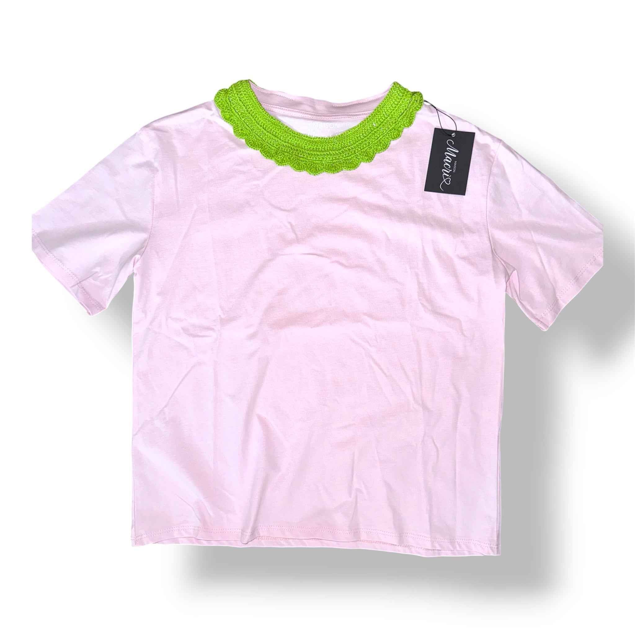 T-shirt Rosa Colletto Verde