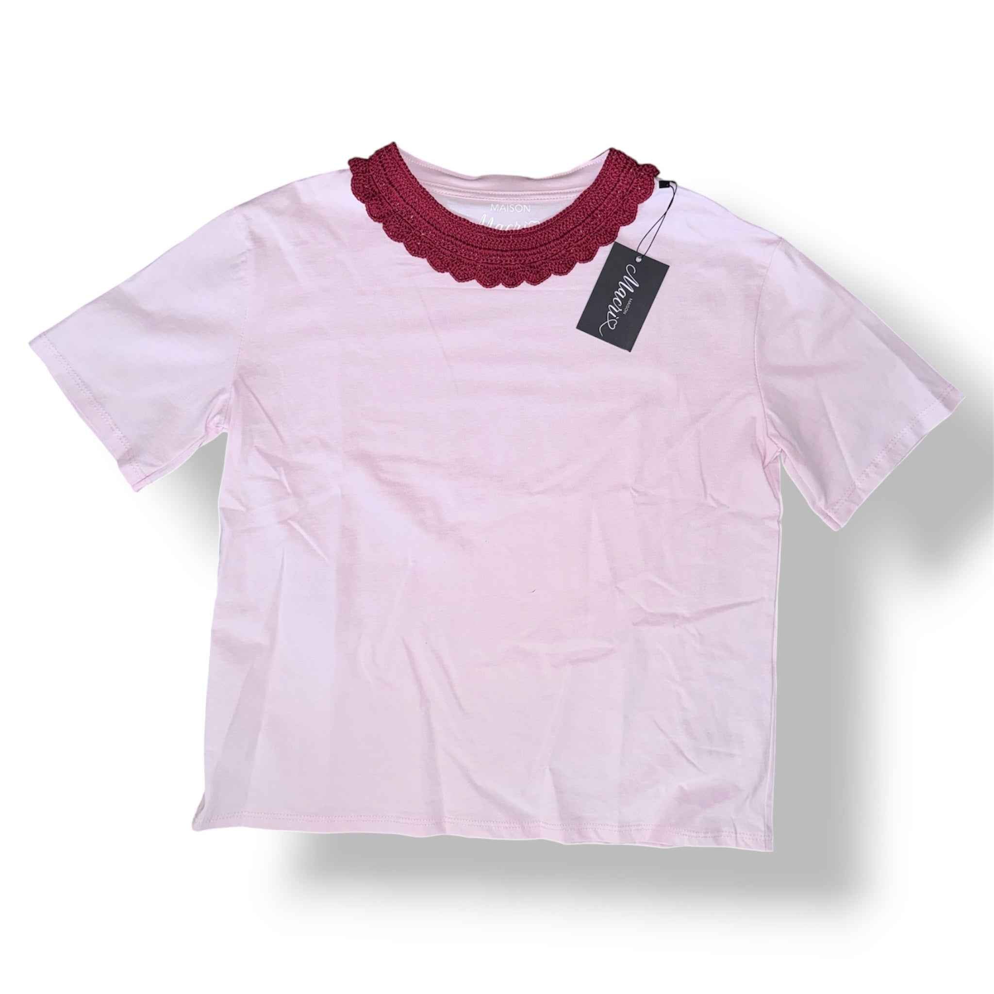 T-shirt Rosa Colletto Bordeaux