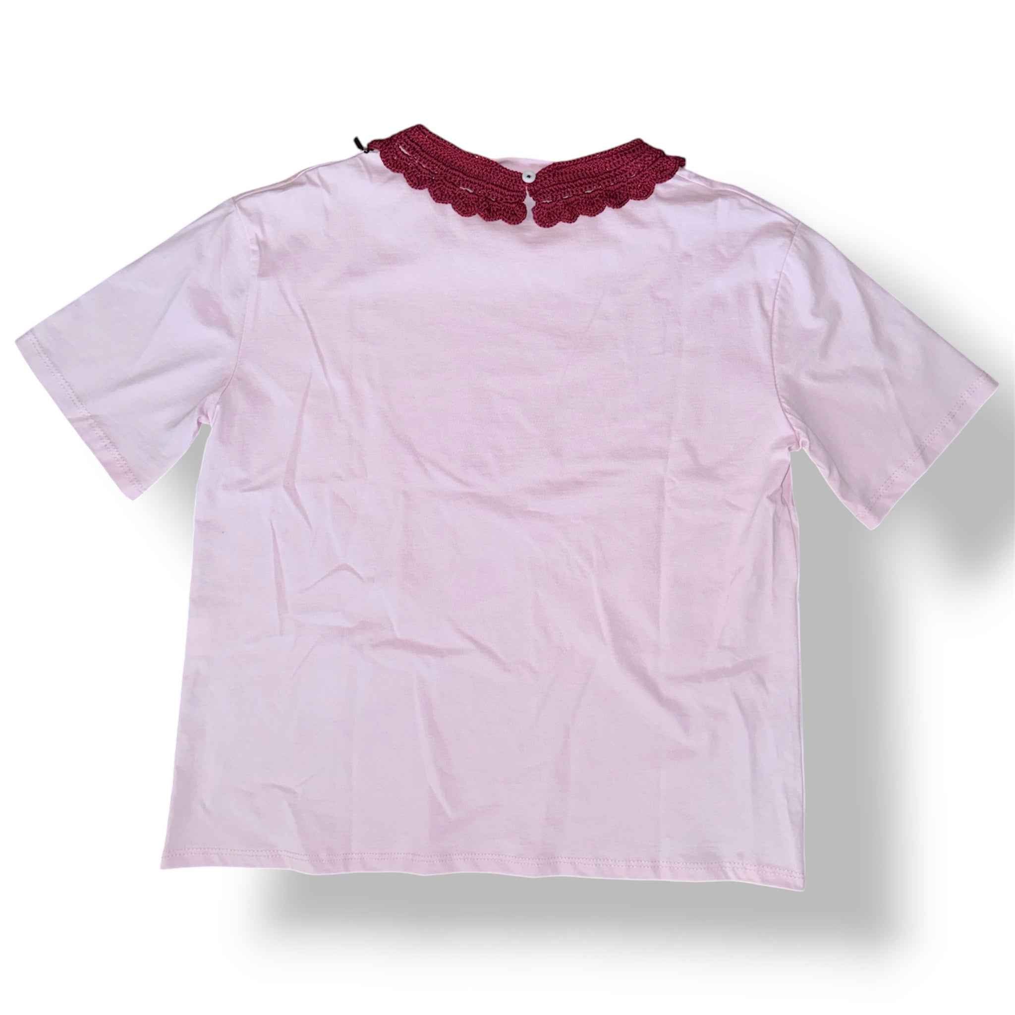 T-shirt Rosa Colletto Bordeaux